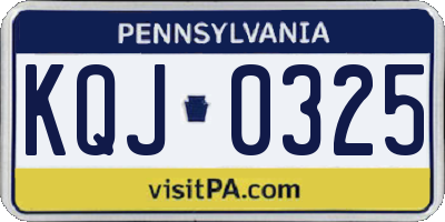 PA license plate KQJ0325
