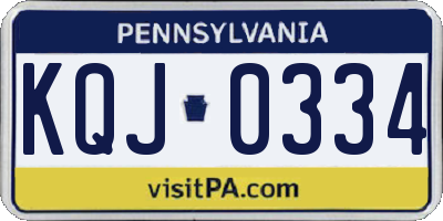 PA license plate KQJ0334