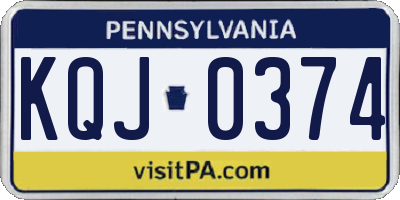 PA license plate KQJ0374