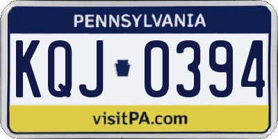 PA license plate KQJ0394