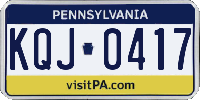 PA license plate KQJ0417