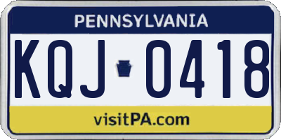 PA license plate KQJ0418
