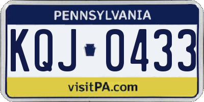 PA license plate KQJ0433