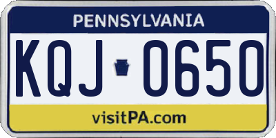 PA license plate KQJ0650