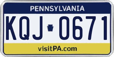 PA license plate KQJ0671