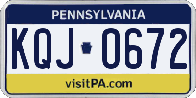 PA license plate KQJ0672