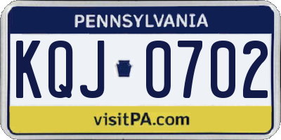PA license plate KQJ0702