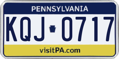 PA license plate KQJ0717