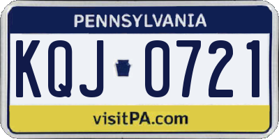 PA license plate KQJ0721
