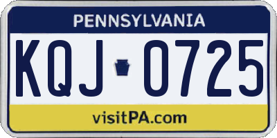 PA license plate KQJ0725