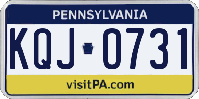 PA license plate KQJ0731