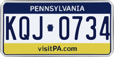 PA license plate KQJ0734