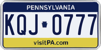 PA license plate KQJ0777