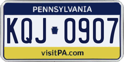 PA license plate KQJ0907