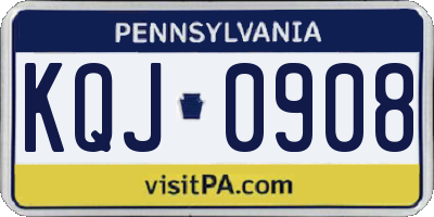 PA license plate KQJ0908
