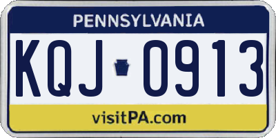 PA license plate KQJ0913