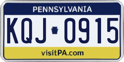 PA license plate KQJ0915