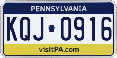 PA license plate KQJ0916