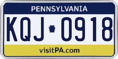 PA license plate KQJ0918