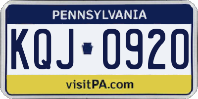 PA license plate KQJ0920
