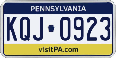 PA license plate KQJ0923