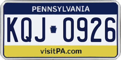 PA license plate KQJ0926