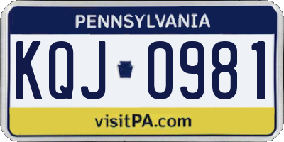 PA license plate KQJ0981