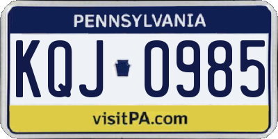 PA license plate KQJ0985