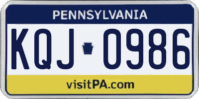 PA license plate KQJ0986