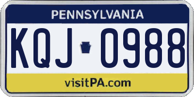 PA license plate KQJ0988