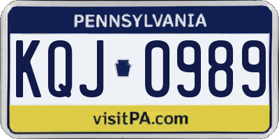 PA license plate KQJ0989