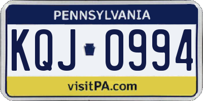 PA license plate KQJ0994
