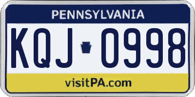PA license plate KQJ0998