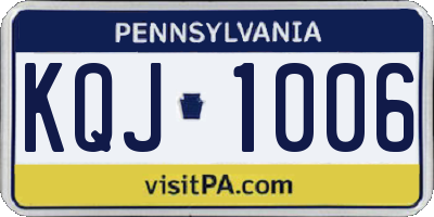 PA license plate KQJ1006