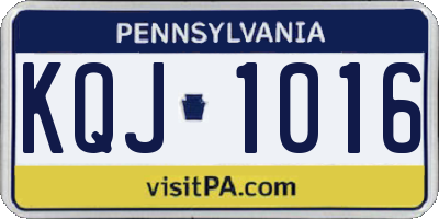 PA license plate KQJ1016
