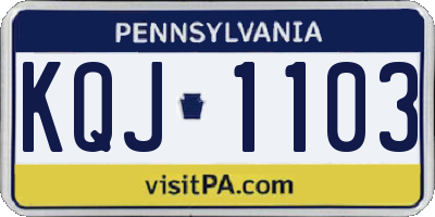 PA license plate KQJ1103
