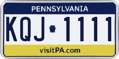 PA license plate KQJ1111
