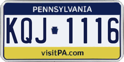 PA license plate KQJ1116