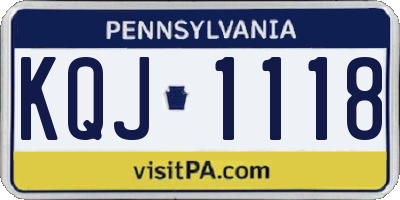PA license plate KQJ1118