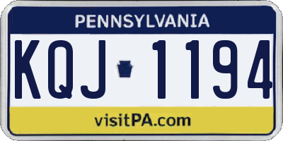 PA license plate KQJ1194