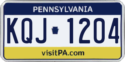 PA license plate KQJ1204