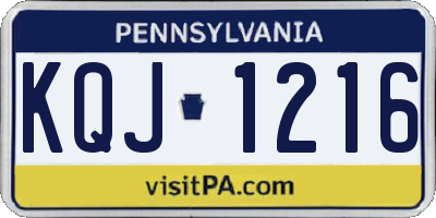 PA license plate KQJ1216