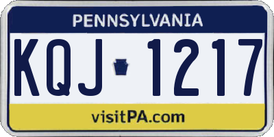 PA license plate KQJ1217