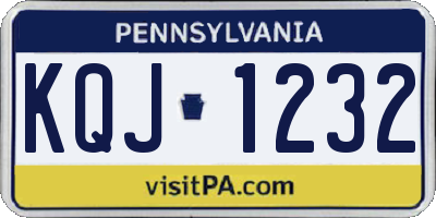 PA license plate KQJ1232