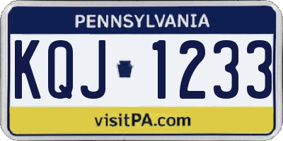 PA license plate KQJ1233