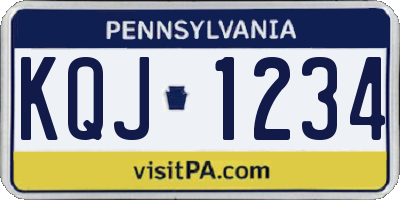 PA license plate KQJ1234
