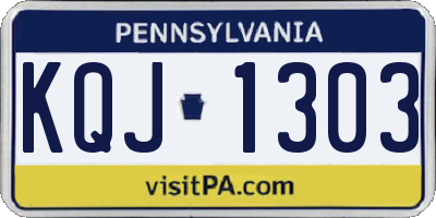 PA license plate KQJ1303