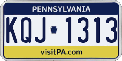 PA license plate KQJ1313