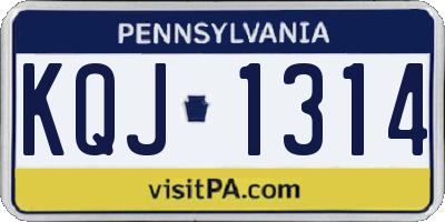 PA license plate KQJ1314