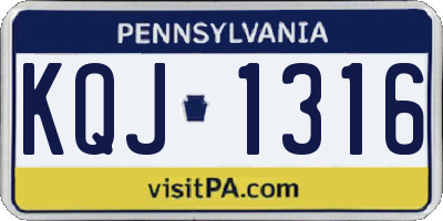 PA license plate KQJ1316